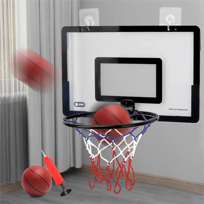Indoor Basketball Fun Wall-Mounted Hoop and Ball Set