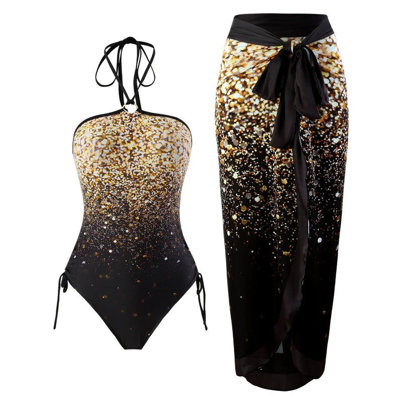 2-Piece Women Brazilian Floral Printed Ruffle Bikinis Strappy Bandage Swimwear