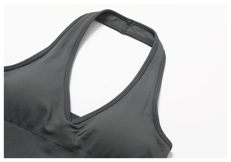 Women Summer Sports Bra Seamless Halter Top High Support Push-up Open Back Gym Bra High-intensity Fitness Yoga Workout Underwear