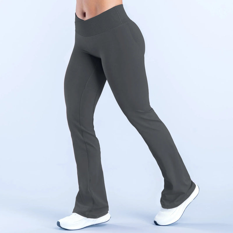 Vision Flares women gym Fashion Yoga flared pants Waist cross Seamless Sports Leggings Fitness Wide-leg Trousers