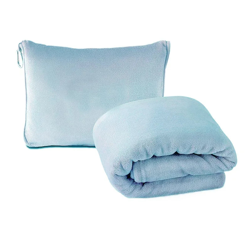 Coral Fleece Travel Blanket – 2-in-1 Portable Airplane Blanket & Pillow