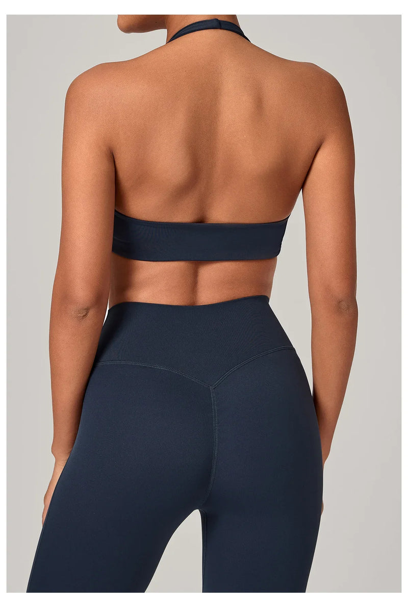 Sexy Fitness Bra Women Sports Sports Bra Halter Top High Support Push-up Open Back Running Gym Wear Yoga Bra Workout Underwear