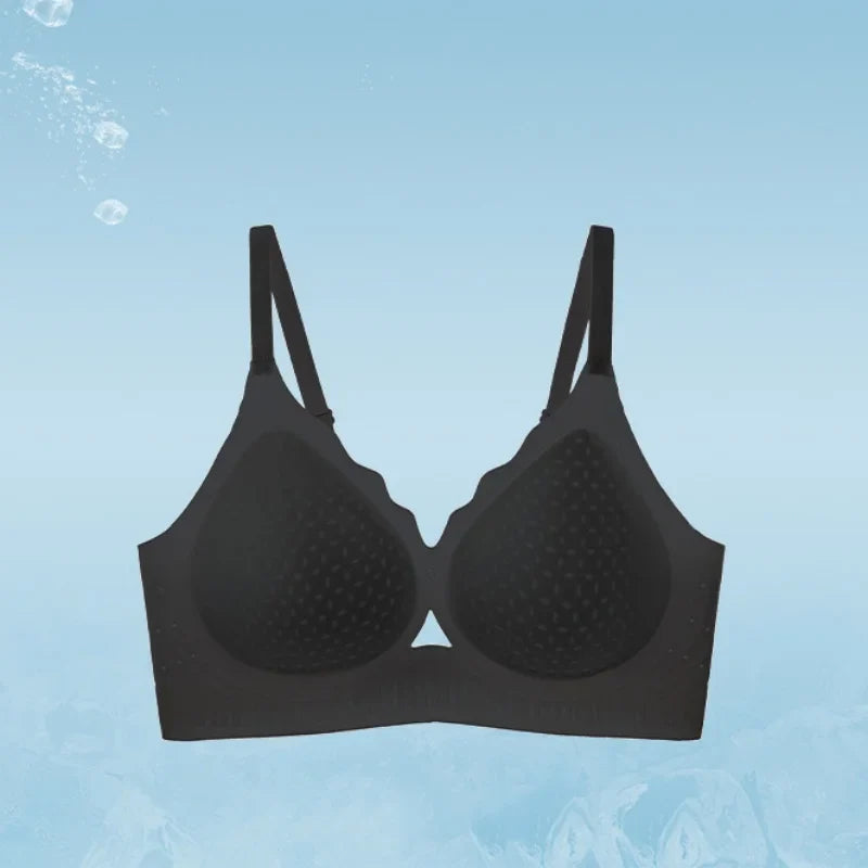 Ultra-thin Ice Silk Seamless Underwear Women's Small Breast Gathering Wireless Breast-Reducing Cooling Beautiful Back Bra