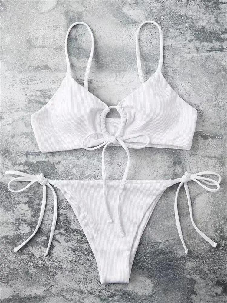 2024 Sexy Bikini Women Low waist Swimsuit Female Solid Brazilian Bikinis Set 2 Pieces Swimming Beach Bathing Suit New Beachwear