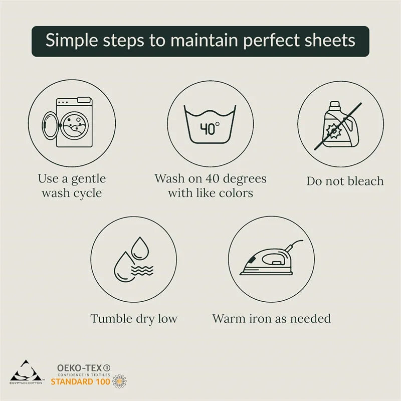 100% Egyptian Cotton Bed Sheet Set 1000TC Size Single, Double & Queen