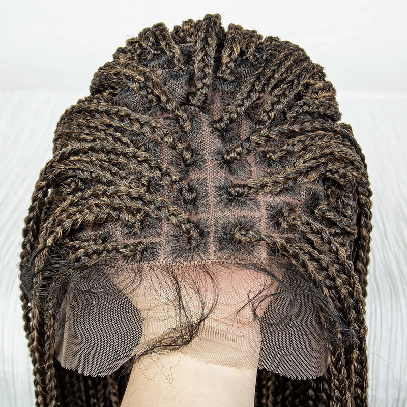 36" Water Wave Braided Wig | Lace Front | Baby Hair | Long Braids