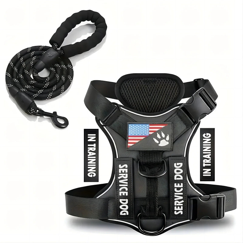Dog Harness And Leash Set, Escape Proof No Pull Dog Vest Harness With Reflective Dog Walking Traction Rope