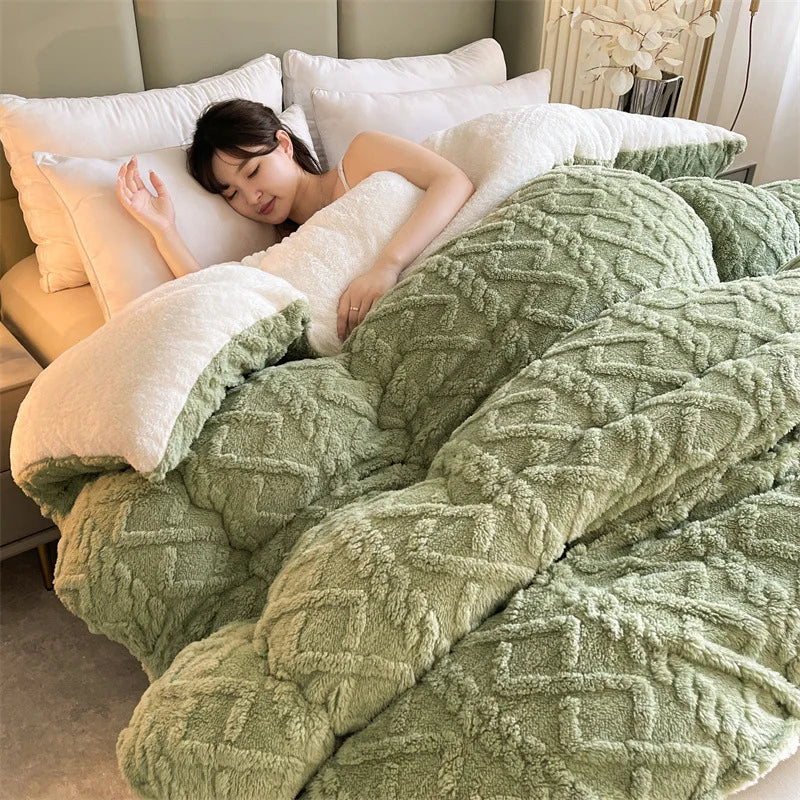 Double-Sided Velvet Thickened Blanket – Warm Lamb Fleece Quilt Core