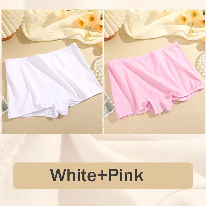 2PCS Women's Panties Cotton Seamless Sports Boxers Underwear Female Solid Color Briefs Cozy Lingerie Intimate Underpants XS-XL