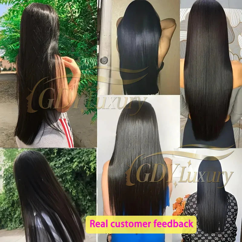 250% Density HD Lace Frontal Wig | Super Double Drawn Straight Virgin Human Hair | Natural Black