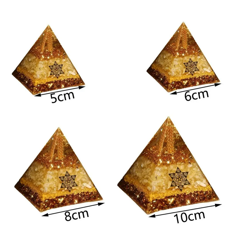 5/6/8/10cm Crystal Citrine Pyramid Resin Handmade Gifts Prosperity Attraction Crystal Home Decor