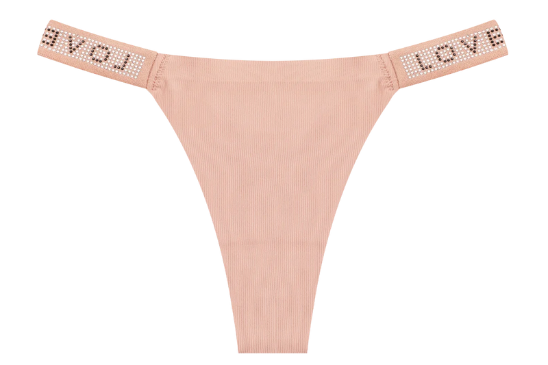 New Women's Smooth Low Waist Sexy Panties Women Thongs Rhinestones Letter Diamonds G-string Sports Thong Briefs T-back Shiny