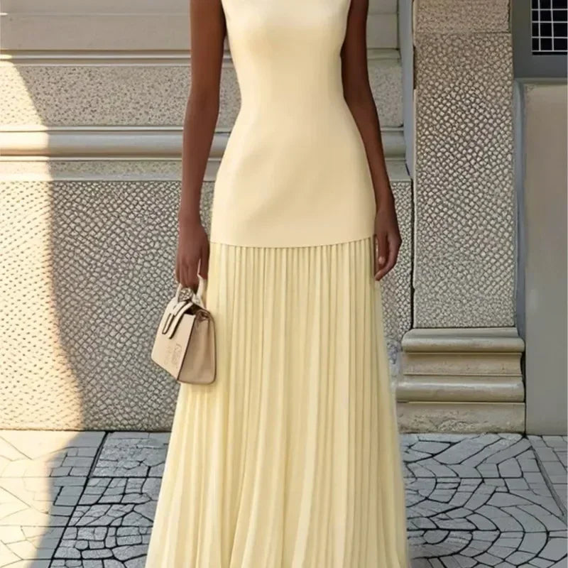 Women's Strapless Long Prom Dress Elegant Wedding Dress Casual Loose Ruched Maxi Dress Floor Length Elegant Evening Dress