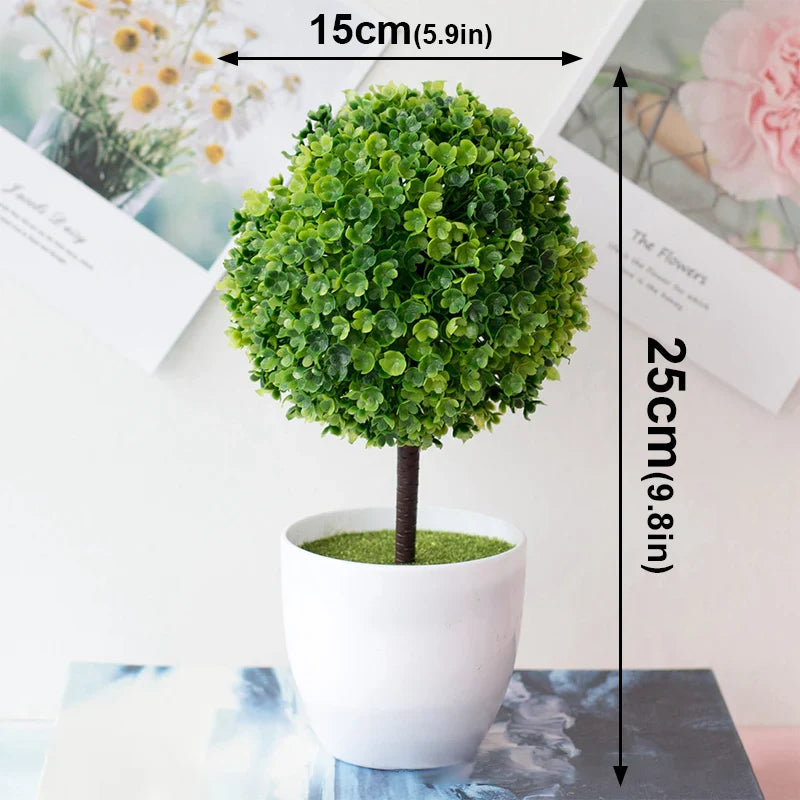 Artificial Plants Potted Green Bonsai Sakura Snowball Home Decor