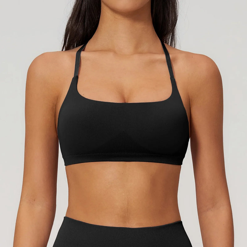 Backless Yoga Bra Woman Gym Tops Sports Bra Strap Cross Back Womens Underwear Adjustable Shoulder Strap Inner Padded Yoga Vest