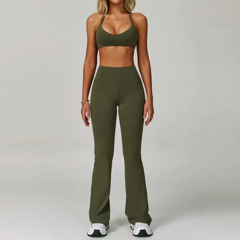 Hearuisavy Women's Running Comfort 2Pcs Sports Pants Set High Waist Push Up Workour Sportswear Casual Cycling Jogging Yoga Bras