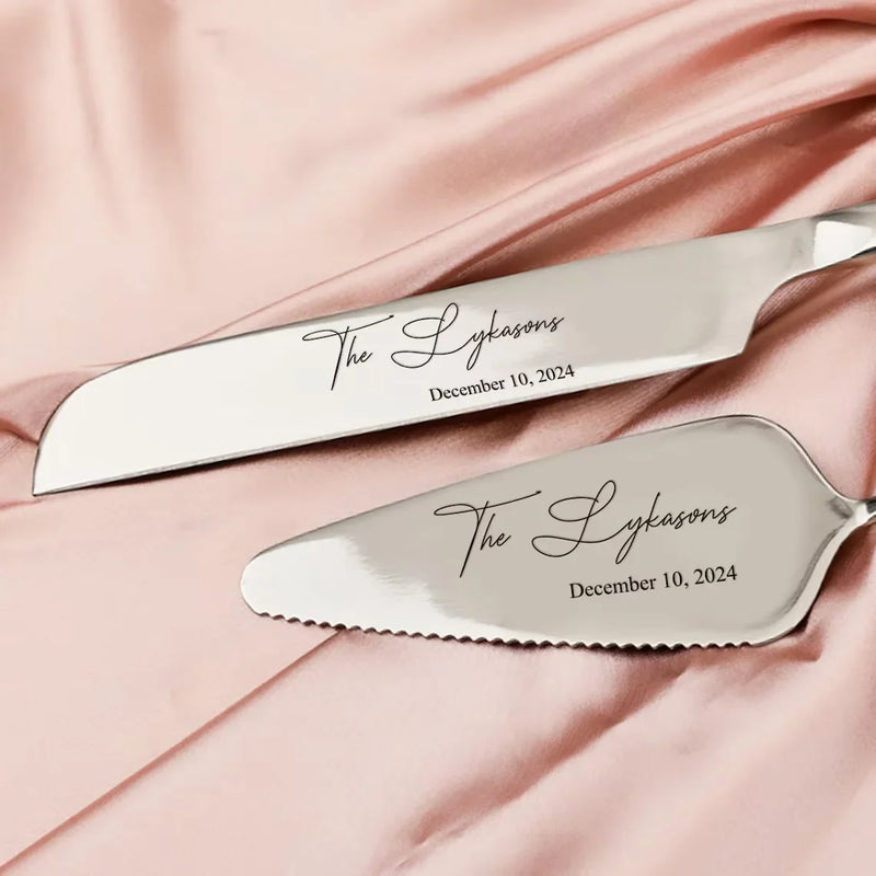 1 Set Personalize Steel Cake Shovel Set Customized Stainless Bread Pizza Knife Spatula Wedding Party Gift