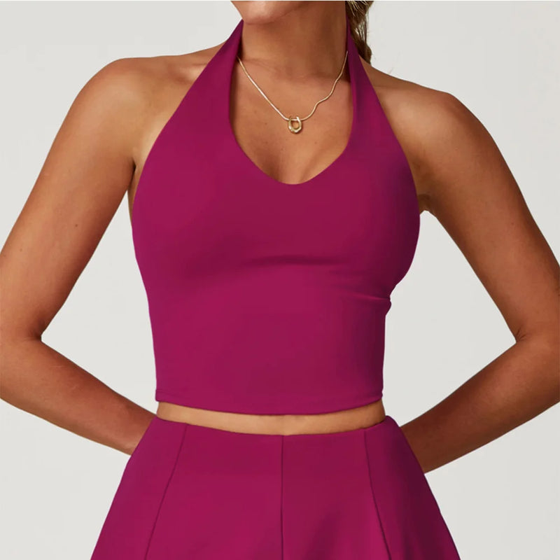 Sexy Sports Bras Women Halter Yoga Bra Tank Top Fitness Gym Shockproof Seamless Running Workout Fast Dry Underwear Push Up Vest