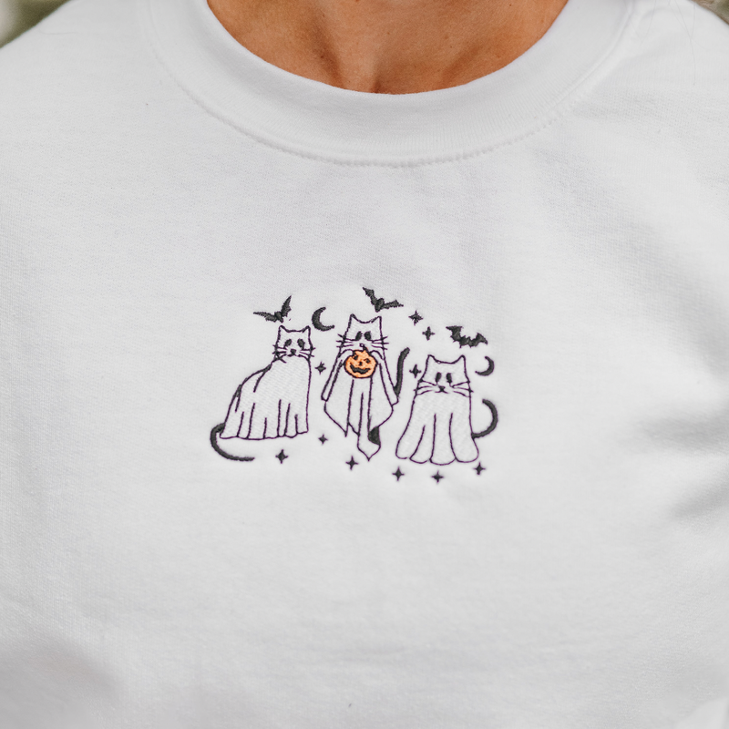 Ghost Cats On The Prowl - Embroidered Child Sweater