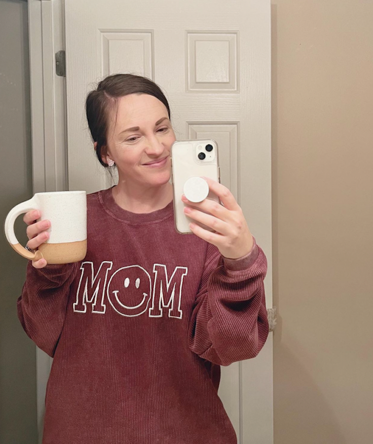 Embroidered CORDED Sweatshirt - Maroon - Mom (Smiley)