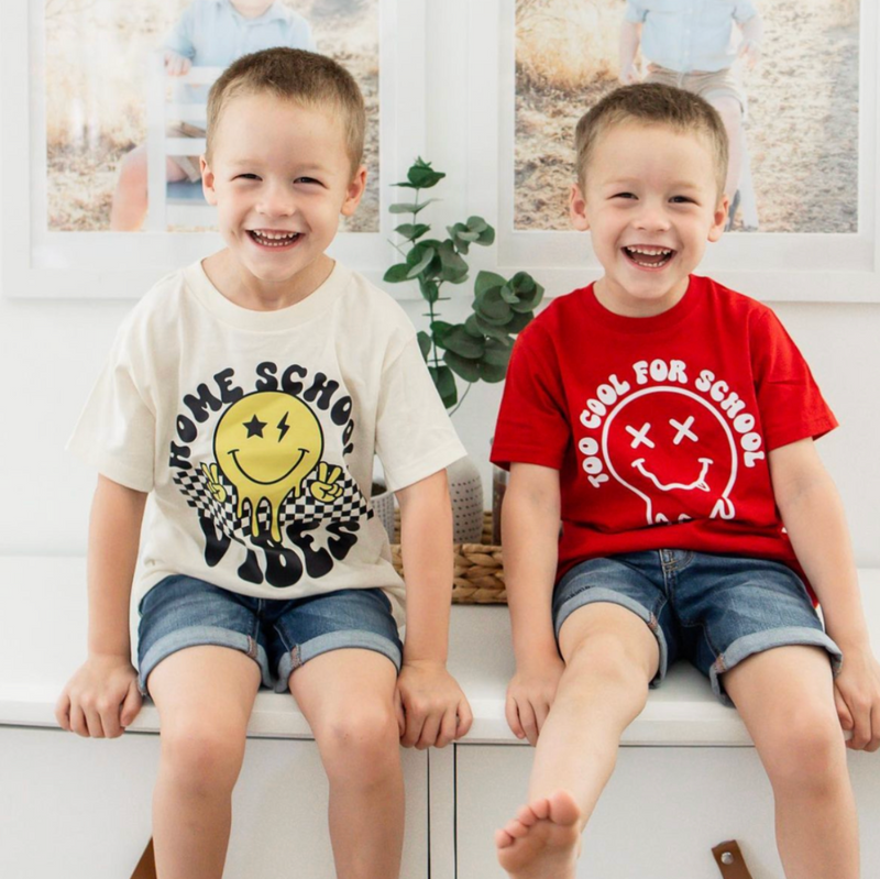 Home School Vibes - Peace Smiley - Child Tee