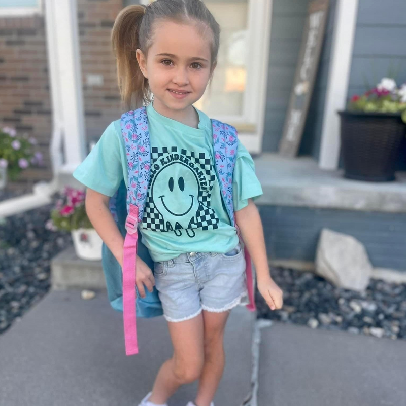 Hello (Choose Your Grade) - Checker Smiley - Child Tee