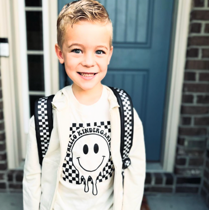 Hello (Choose Your Grade) - Checker Smiley - Child Tee