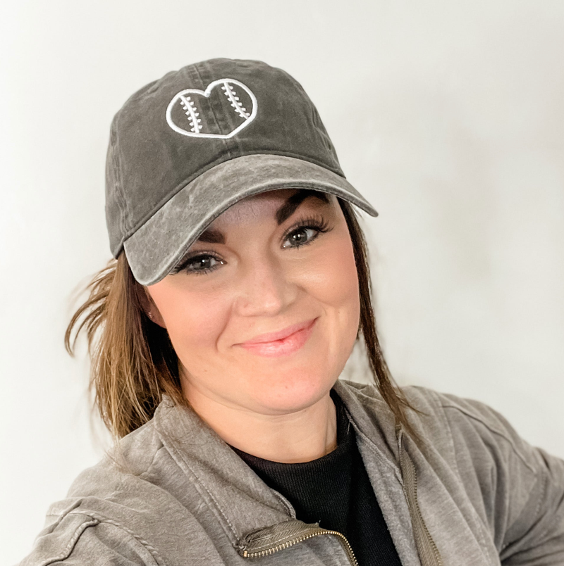 Outline Heart Baseball - Adult Baseball Cap