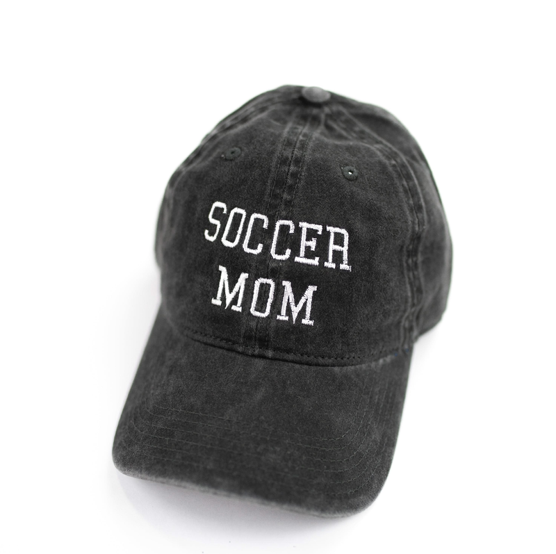 Sports Mom - (Choose Your Sport) - Heather Black w/ White - Adult Baseball Cap