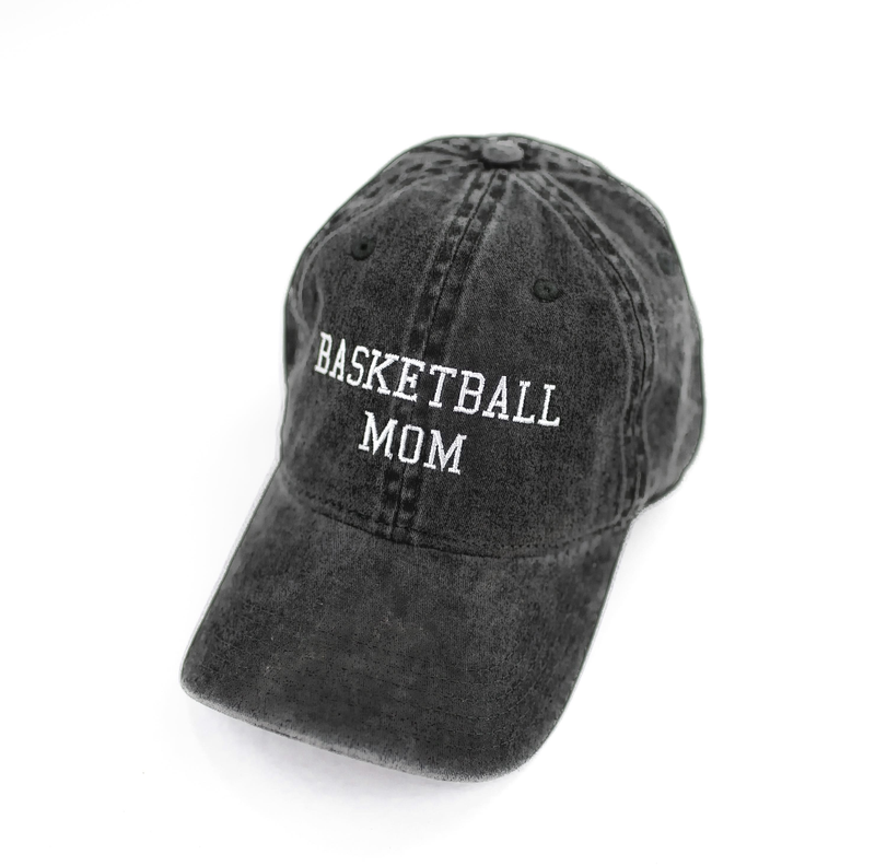 Sports Mom - (Choose Your Sport) - Heather Black w/ White - Adult Baseball Cap