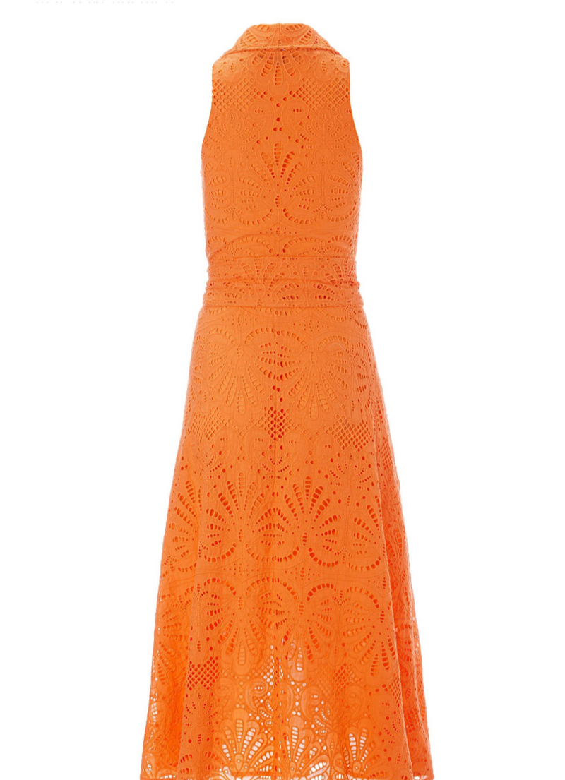 Boston Proper Eyelet Fit and Flare Faux Wrap Midi Dress, Size 8