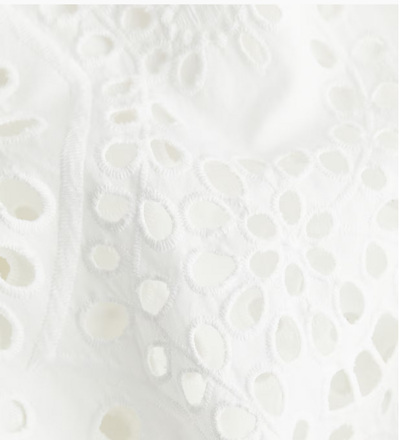 HandM Dress with Eyelet-Embroidered Sleeves, Medium