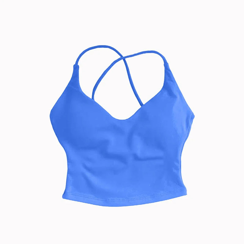 NCLAGEN Dynamic Strappy Top Gym Clothes High Support Push-up Fitness Tank Top Back Cross Workout Pilates Yoga Running sports Bra