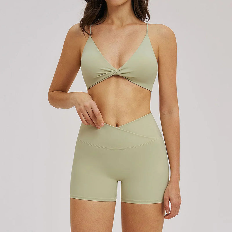 Women 2 Piece Gym Workout Set Female Bra Yoga Shorts Vest Fitness Wear Quick-Dry  Sports Bra Suits Sportswear Tracksuit Outfits