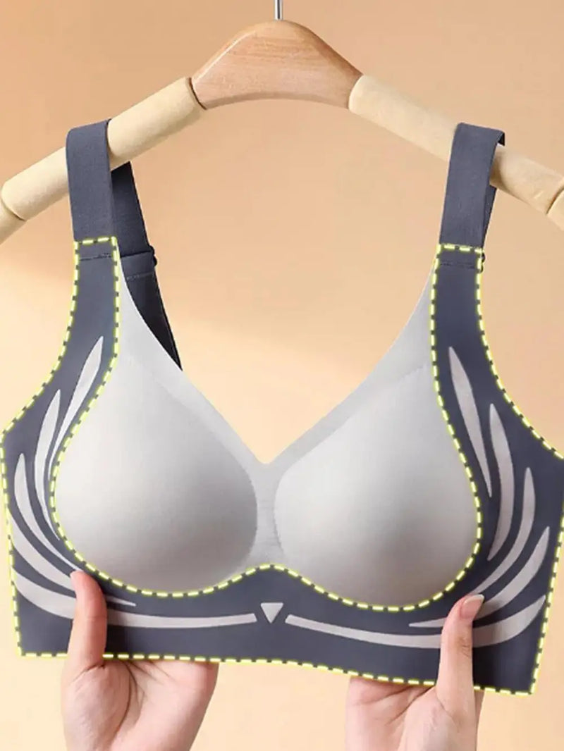 Seamless Ladies Underwear V-neck No Steel Ring Small Chest Gathered Adjustable Comfortable Thin Top Bra Breathable Gathered