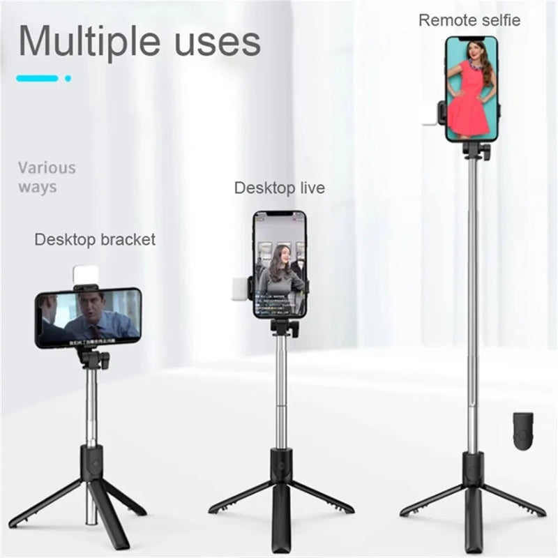 3-in-1 Tiktok Video Holder with Bluetooth Remote, Fill Light, and Foldable Bracket for Smartphones