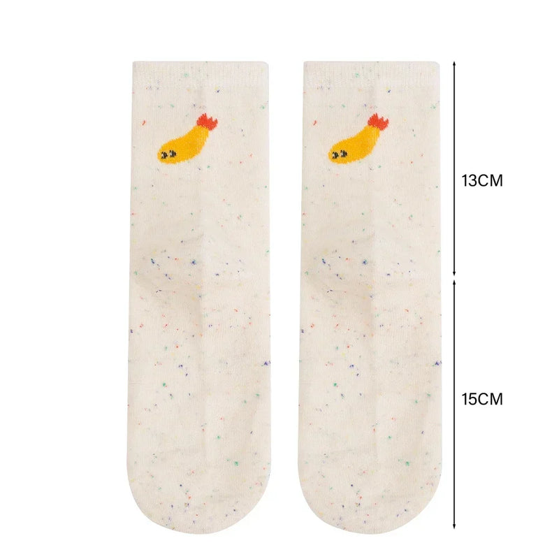 1/2pairs Cartoon Cat Fish Pattern Middle Tube Socks Soft Thermal Warm Crew Sock