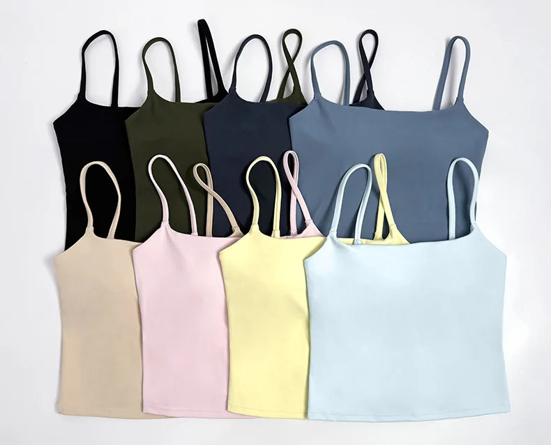 NCLAGEN GYM Tank Top With Built In Bra women's Yoga clothing  running Square Neck fitness vest beautiful back sports Workout
