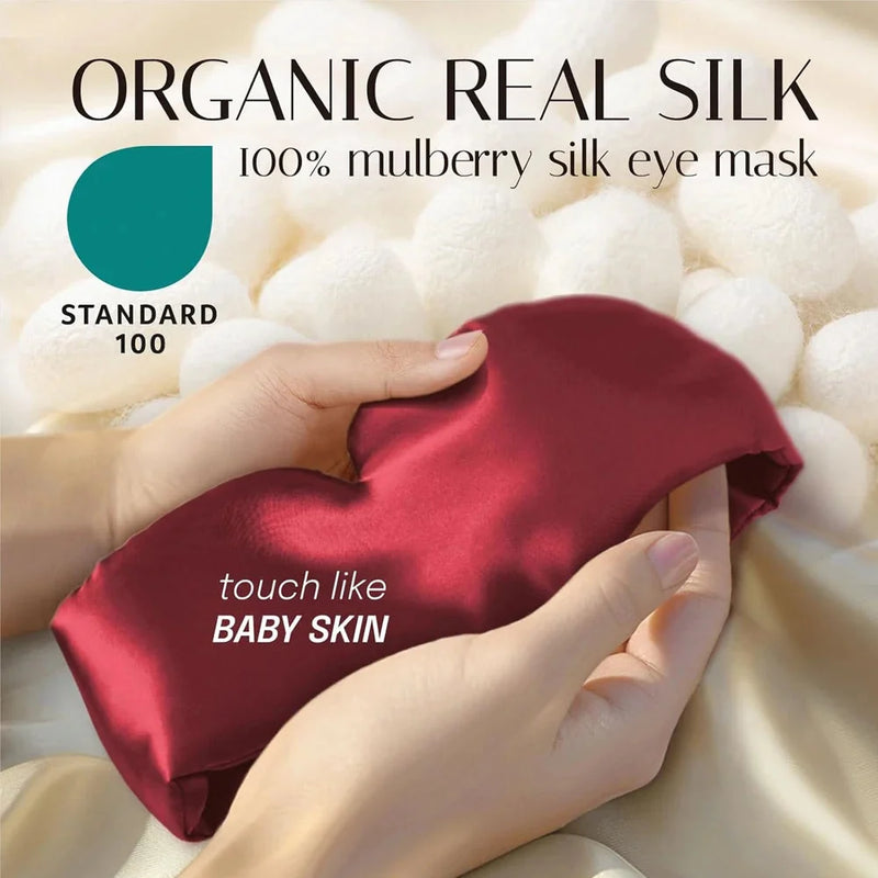 Silk Sleep Mask – Mulberry Silk Eye Mask with Adjustable Strap & Ear Cover