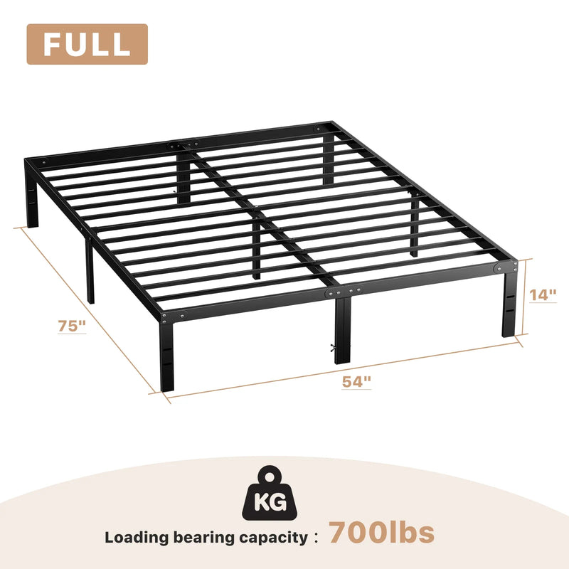 Basic Twin Full Queen King Size Bed Frame Metal Platform with Storage Space Sturdy Steel Slat Support 350LBS
