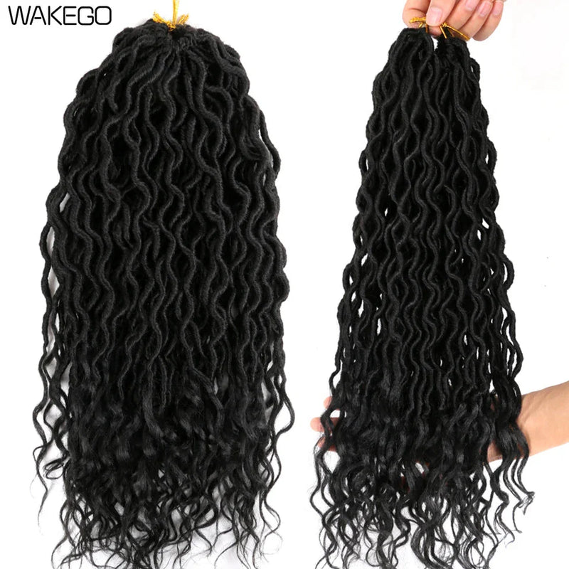 Goddess Faux Locs Crochet Hair | 18" Soft Curly Braids | Ombre Dreadlocks Extensions | 24 Strands/Pack