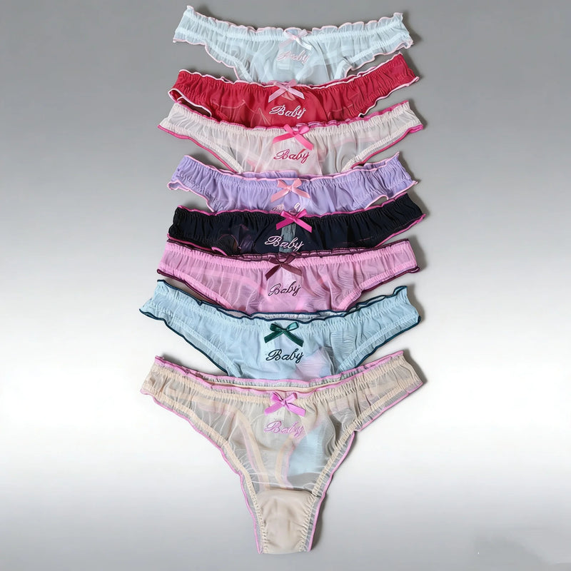 Lace G String Thin Mesh Sexy Girls Panties Women Briefs Thong Hollow Out Underwear Transparent Female Low Waist Lingerie