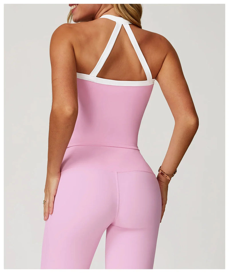 Women's Pilates Tank Top Push-Up Sports Bra Hollow Breathable Fitness Bras Gym Yoga Vest Running Tops High Strength Sportswear