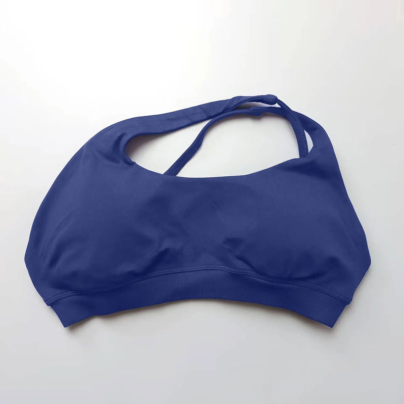 NCLAGEN Asymmetric Sports Bra High Support Backless Gym Top Women Halter Fitness Running Workout Clothes Sexy Seamless Underwear