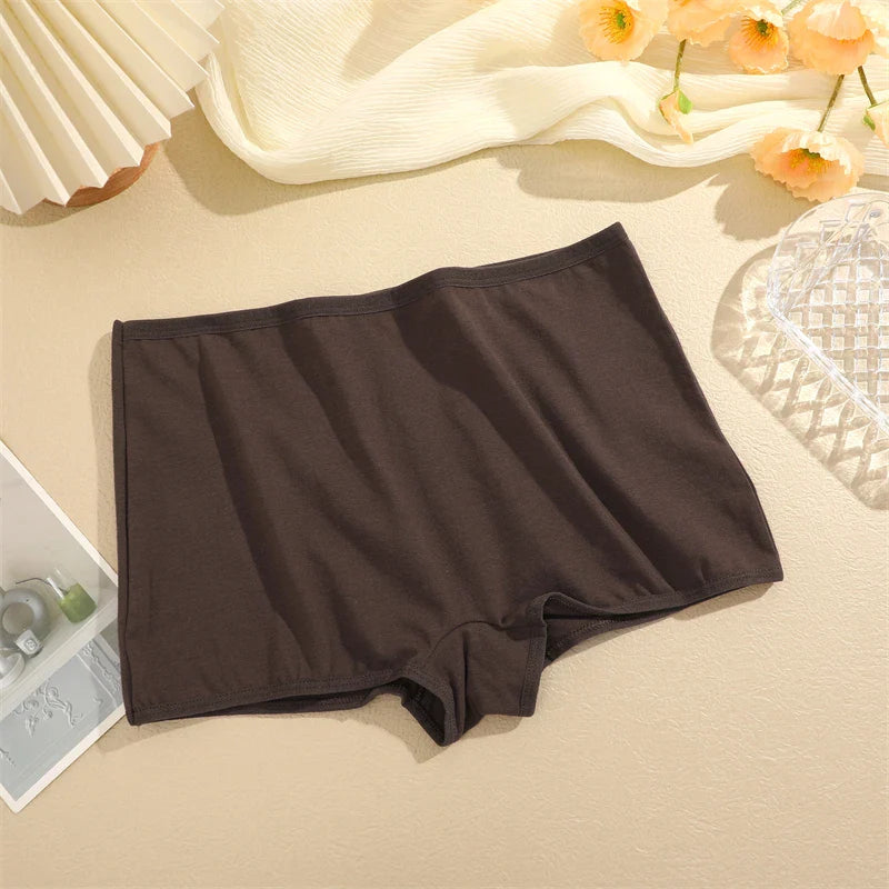 5Pcs Women's Cotton Underwear Boxers Seamless Sports Panties Female Solid Color Briefs Cozy Lingerie Intimate Underpants XS-XL
