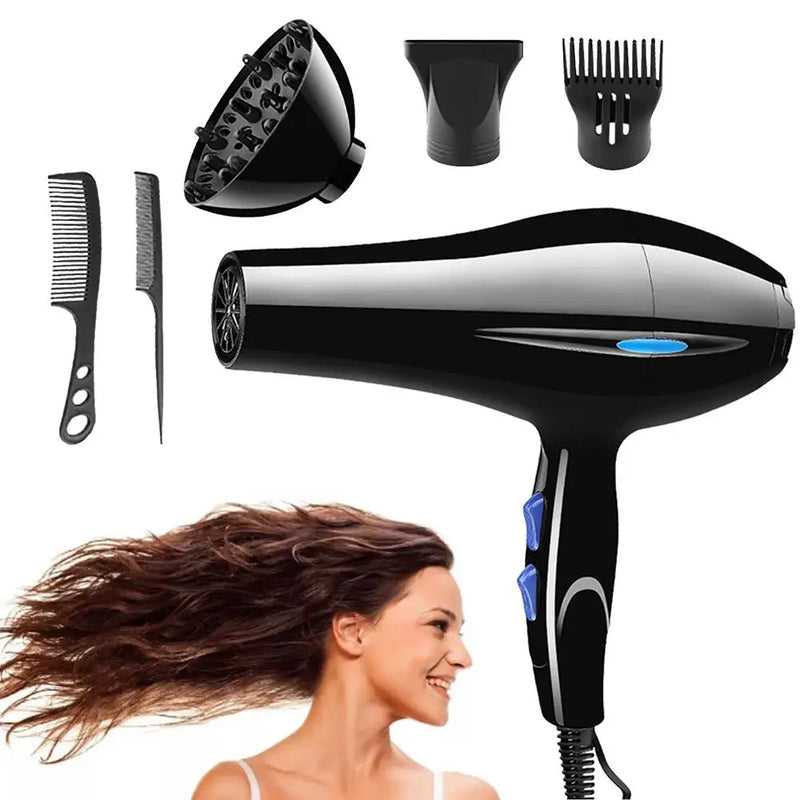 2200W Powerful Hair Dryer with Nozzle Tail Comb Flat