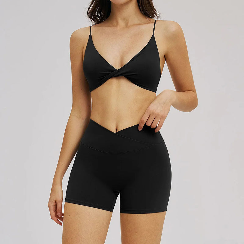 Women 2 Piece Gym Workout Set Female Bra Yoga Shorts Vest Fitness Wear Quick-Dry  Sports Bra Suits Sportswear Tracksuit Outfits