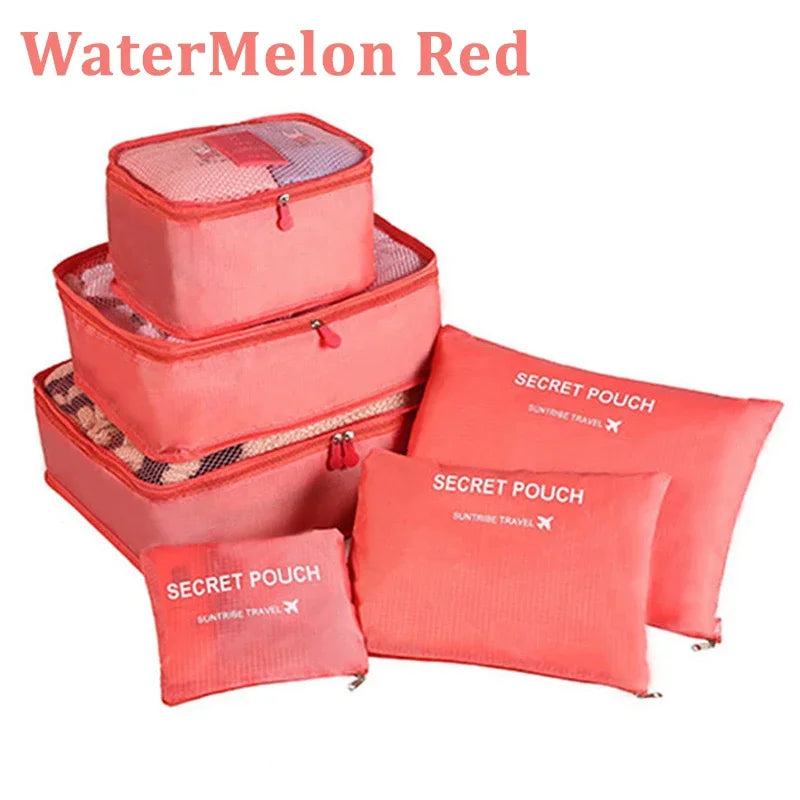 6pcs Set Travel Storage Bags | Suitcase Packing Set & Portable Luggage Organizer (Clothes Shoe Foldable Organizer)