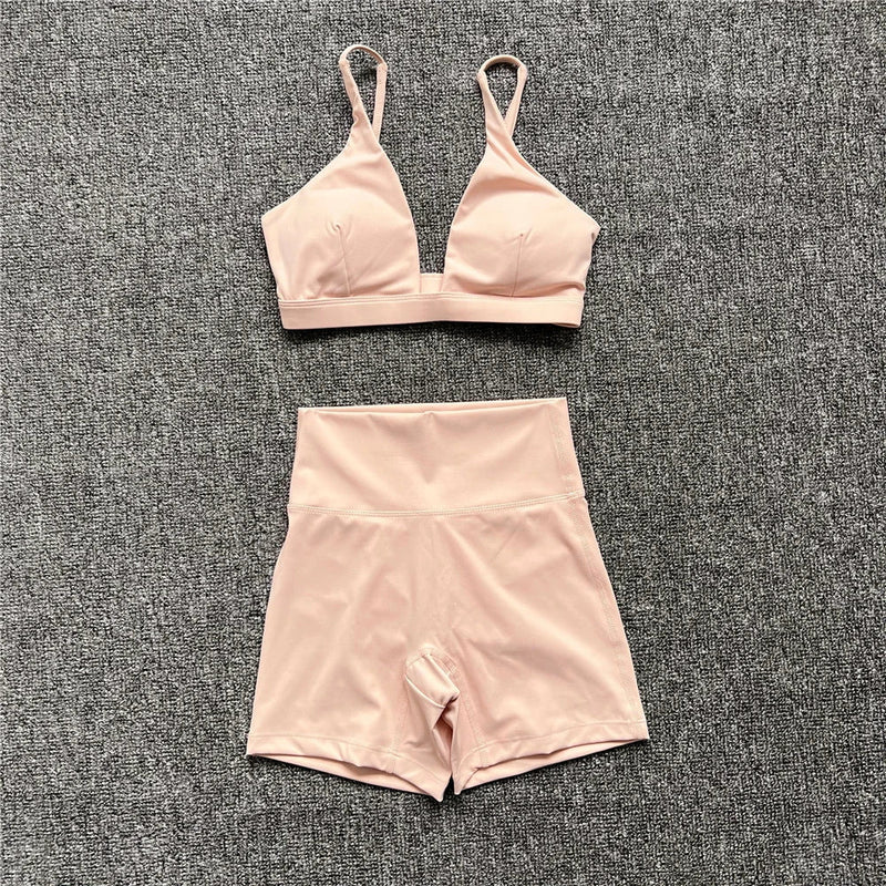1/2PCS Women's Contour Crop Sport Bra Yoga Sets High Waist Scrunch Fitness Push-Up Gym Workout Shorts Running Active Suits XP187