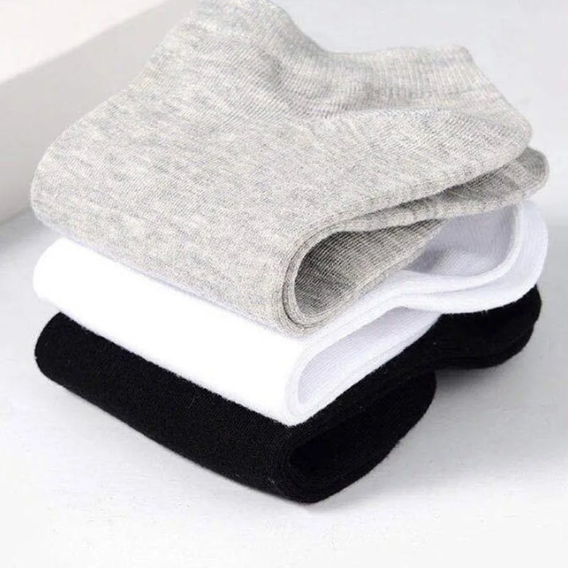 10/5pcs Pairs Low Cut Ankle Breathable Men/Women Socks Solid Color Black White Grey